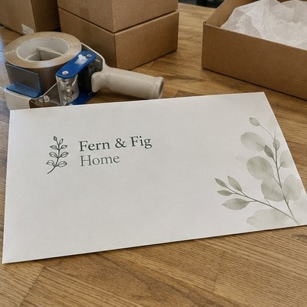 Customized envelope mailers for e-commerce and retail shipping — fern and fig home